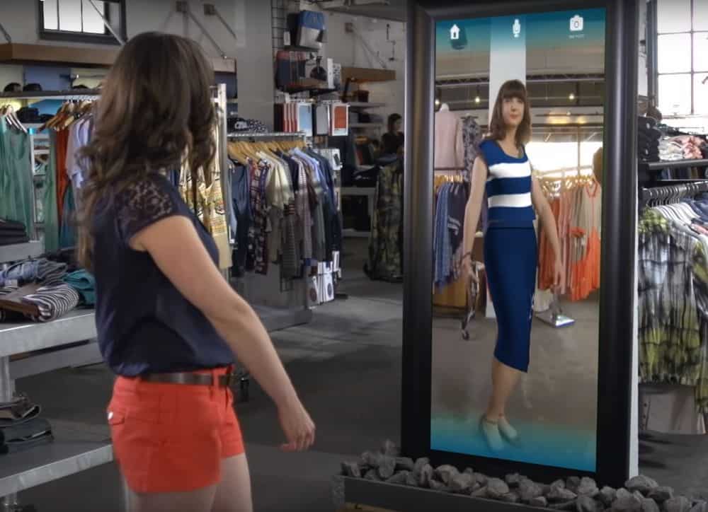 Woman Trying Clothes on Virtually Using AR Mirror