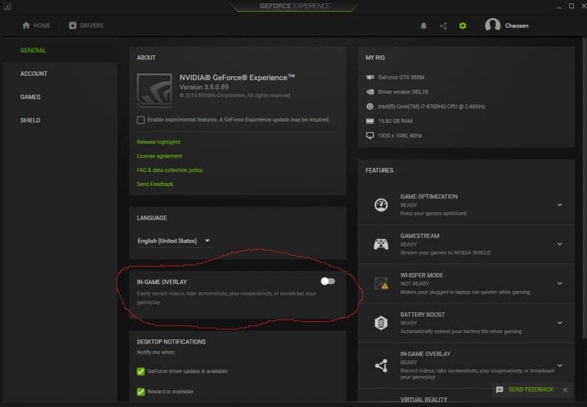 Disable Nvidia In Game Overlay to Solve Black screen problem