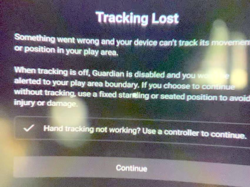 Tracking Lost Message on Quest 2 