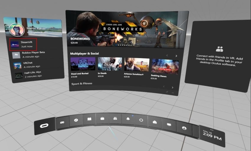 Launch SteamVR from Oculus Link home environment