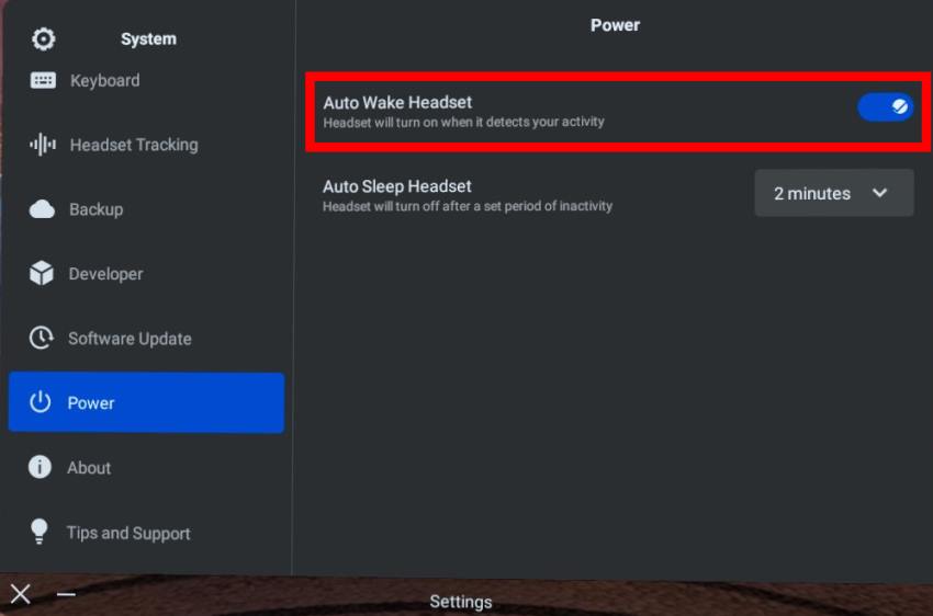 Enable or Disable the Quest 2 "Auto Wake Headset" functionality.