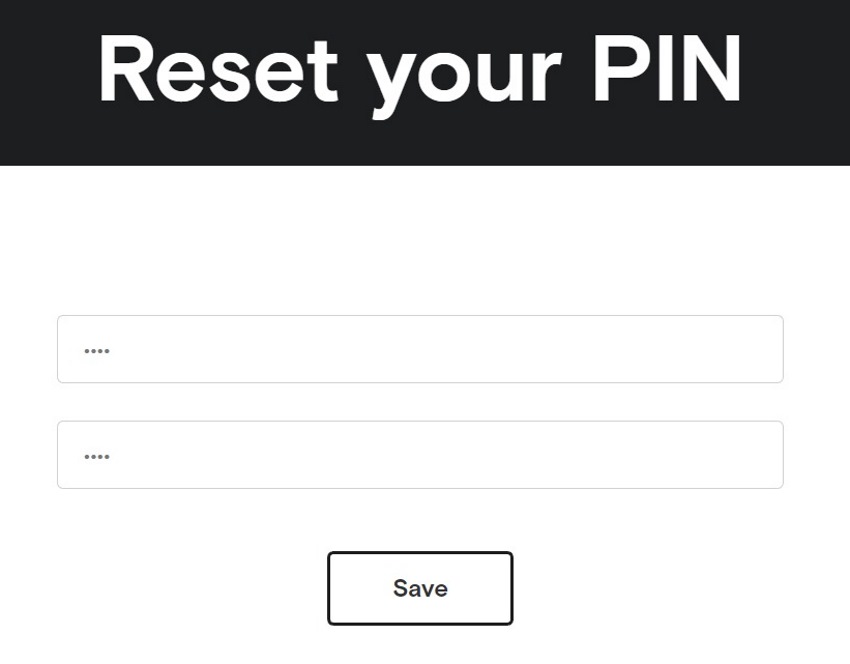 Reset Your PIN - Type New PIN